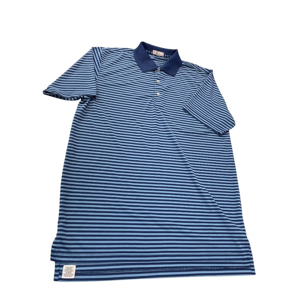 Peter Millar Summer Comfort mens blue striped polo shirt sz XL SKU 9783